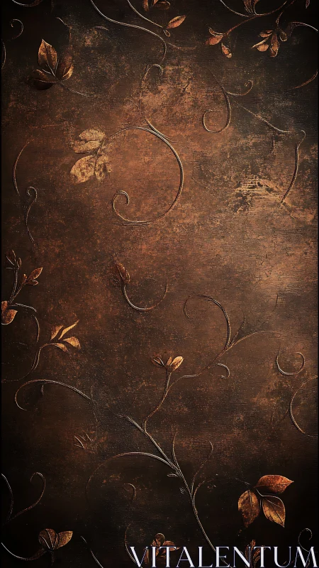 Burnished copper vines curling across weathered dusk walls.