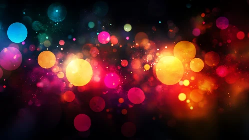 Chromatic bokeh orbs drift across a luminous digital nebula