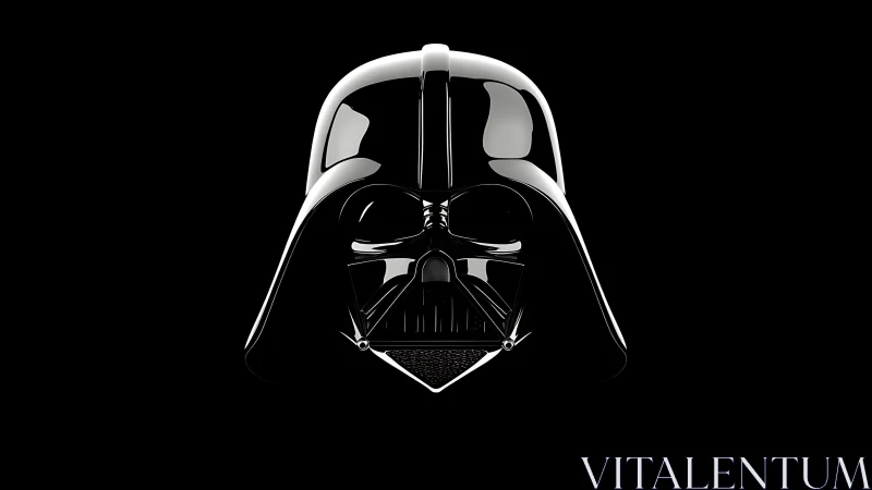 Glossy black sci fi helmet rendered on deep black field.