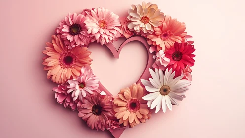 Pink Gerberas and Daisies Form Heart Shape