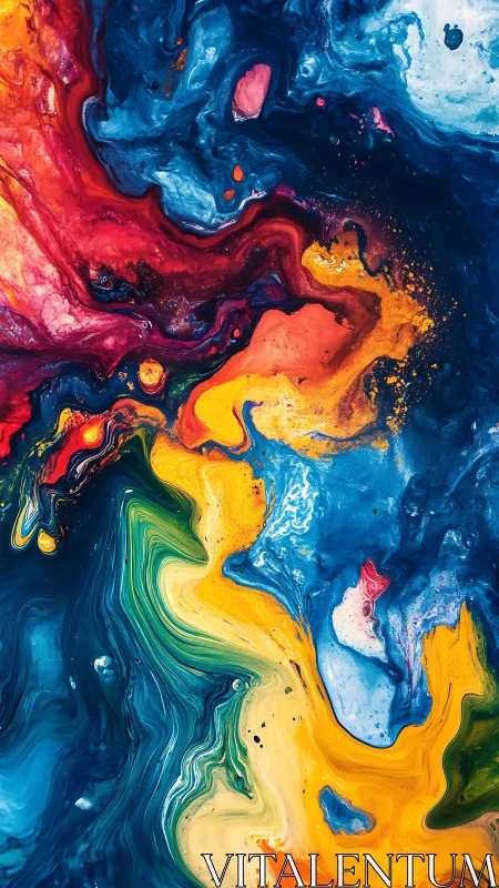 Chromatic fluid dynamics capture swirling multicolor pigment fields