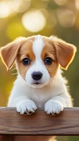 Close-up portrait of tricolor puppy with shallow depth-of-field