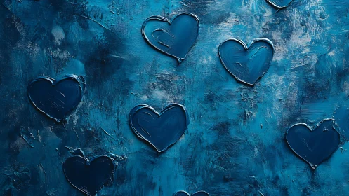 Dimensional Hearts: Metallic Topography on Deep Teal Canvas.