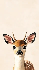 Gentle young deer portrait with soft, inviting pastel charm.
