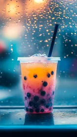 Vibrant Bubble Tea Moment in Golden Light.