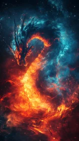 Cosmic fire and ice dragon in luminous nebular composition.