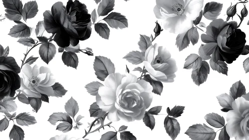 Monochromatic Hybrid Floral Arrangement: Photorealistic Roses with Botanical Detail
