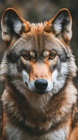 Symmetric frontal study of wolf facial morphology in detail.
