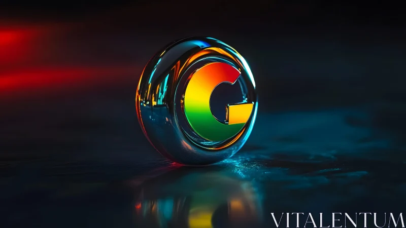 Vibrant 3D Google Logo in Futuristic Chrome Style.