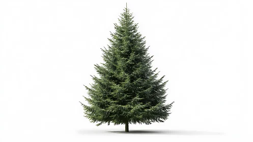 Evergreen pine tree isolated on clean white background.