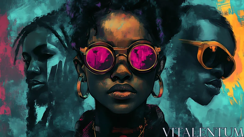 Three stylized portraits depict figures in reflective goggles.