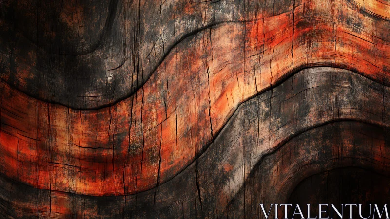 Abstract Burnt Wood Texture with Flowing Lines and Warm Tones.