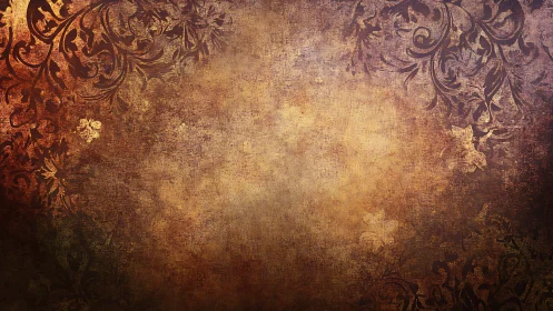 Vintage floral grunge background glows with warm texture