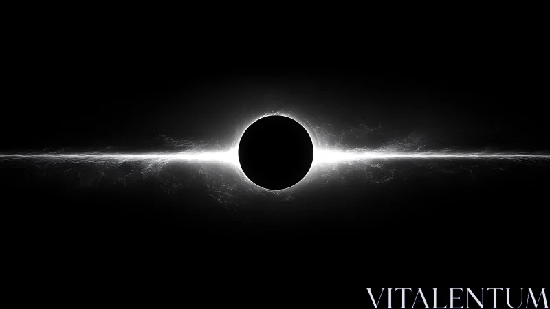 Central dark sphere with horizontal luminous energy band.