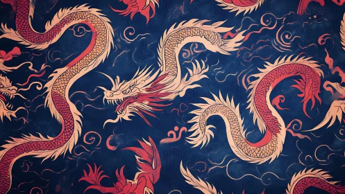 Coiled sky-dragons write burning cursive across midnight blue