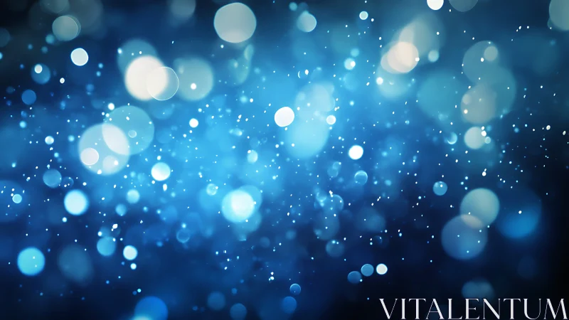 Soft blue bokeh lights drift gently in a dreamy night sky