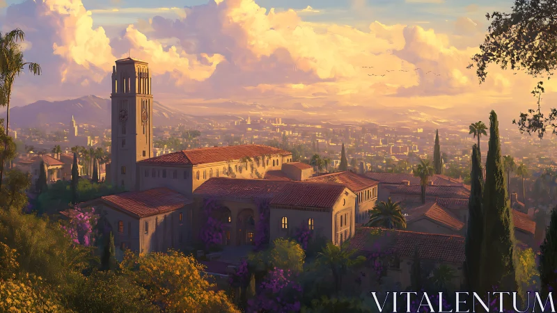 Golden hour settles over a sunlit hillside city retreat