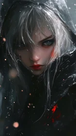 Storm-eyed rogue in a midnight hood of sparks and secrets.