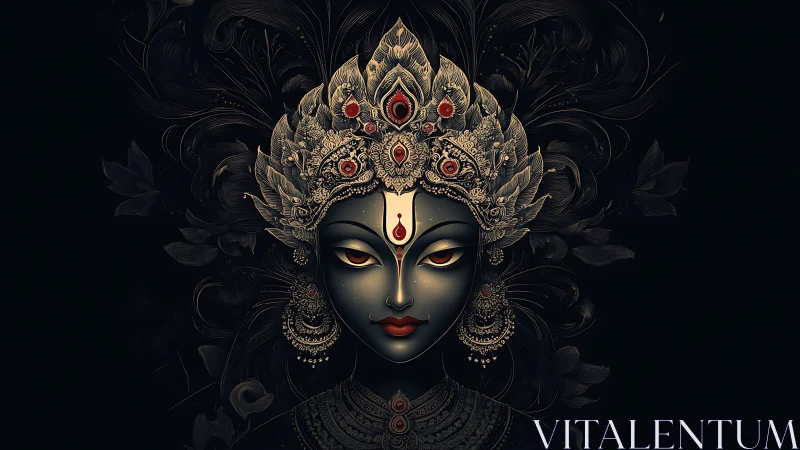 Divine goddess portrait with ornate jeweled headdress.