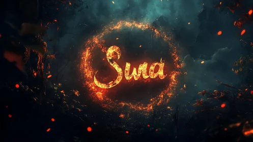 Flaming Text "Swa" Against Dark Atmospheric Background.