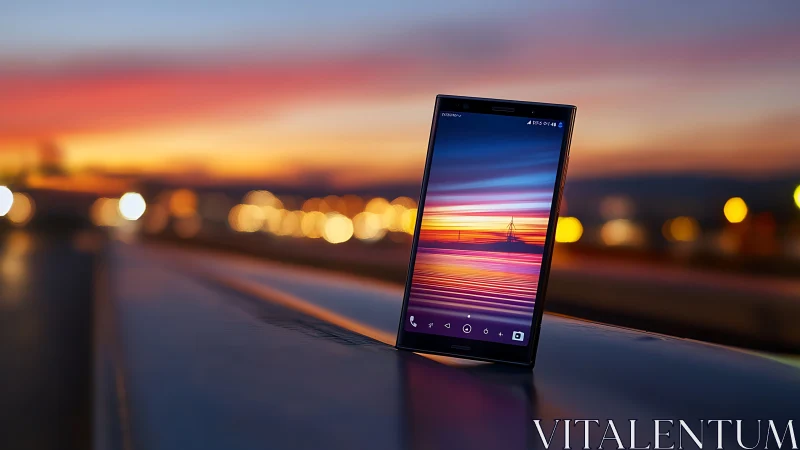 Sony Xperia Z1 Mobile Display Exhibiting Chromatic Gradient Sunset Imagery.