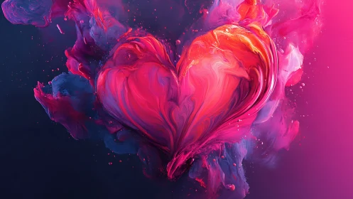 Heart Ablaze in Neon Fluid Dynamics.