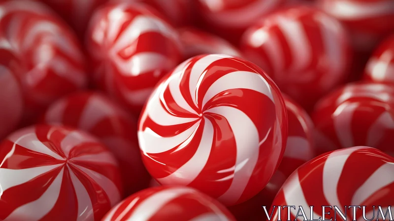 Vibrant Red and White Peppermint Candies in Sharp Focus.
