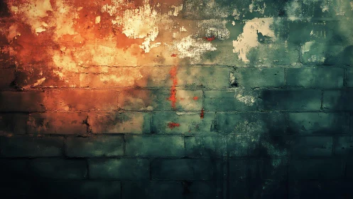 Weathered Brick Wall with Grunge Texture and Moody Lighting.