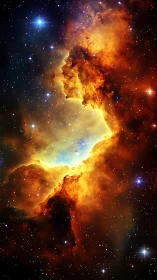 Fiery stellar nebula framing radiant blue core in space.