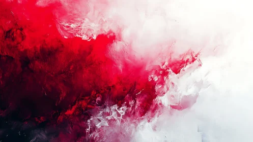 Vivid Abstract Red and White Paint Swirl in Modern Art Style.