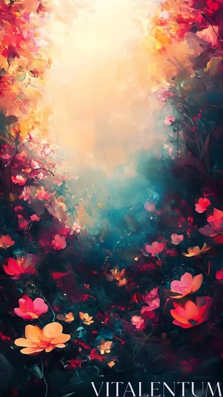 Radiant Garden: A Luminous Blooming Pathway Through Enchanted Flowers