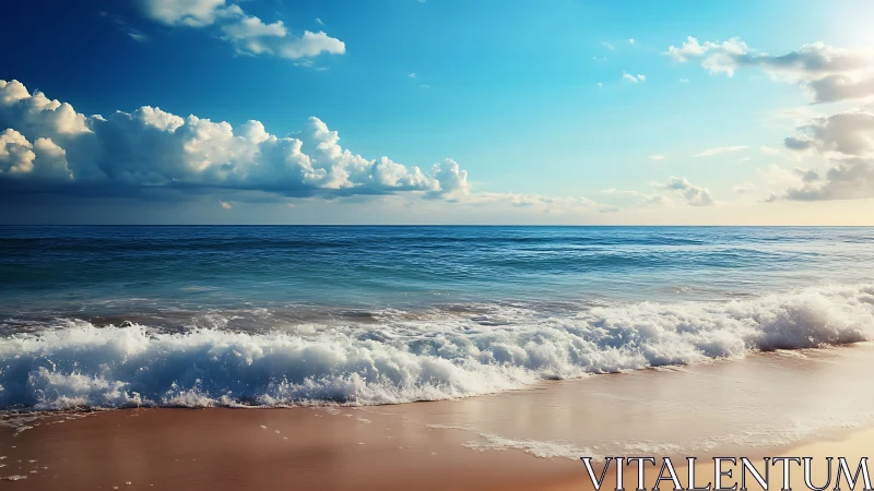 Coastal shoreline with breaking surf under stratocumulus clouds