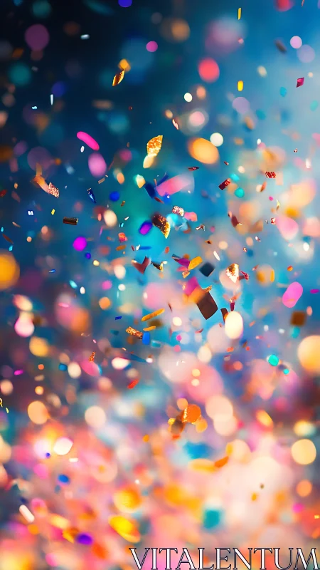 Color-saturated falling confetti captured with shallow depth