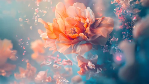 Luminous Peony Bloom: Chromatic Flower Study with Atmospheric Soft-Focus.