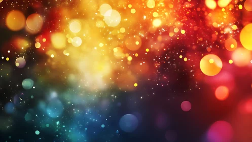 Vibrant abstract bokeh lights in colorful festive background.