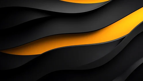 Abstract black and yellow wavy layered background in modern style.