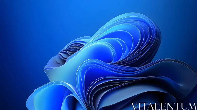 Abstract blue 3D swirl digital artwork with smooth layered curves.