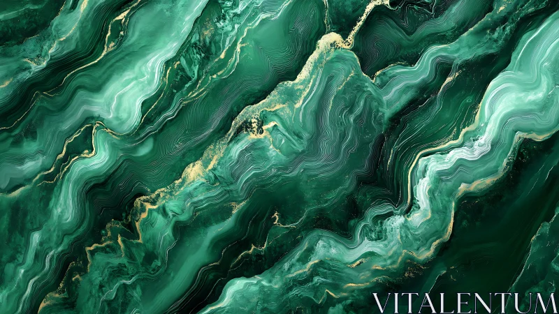Emerald fluid topology renders layered marbled strata in motion