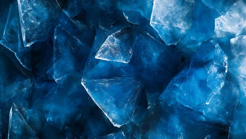 Macro optical study of fractured blue ice crystals surface.