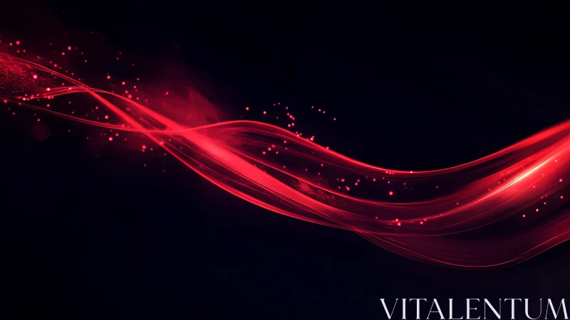 Red light wave trails curve across a dark digital background