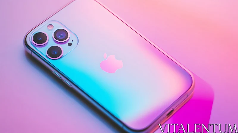 iPhone Pro smartphone displaying gradient finish against soft background