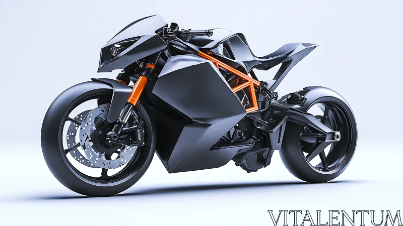 Futuristic carbon fiber sport motorcycle rendered in studio light