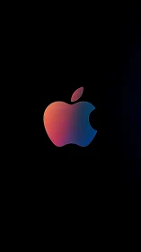 Multicolor apple-shaped logo on plain black background.