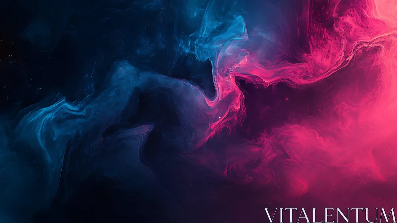 Dreamy cosmic swirl of blue and pink drifting through space.