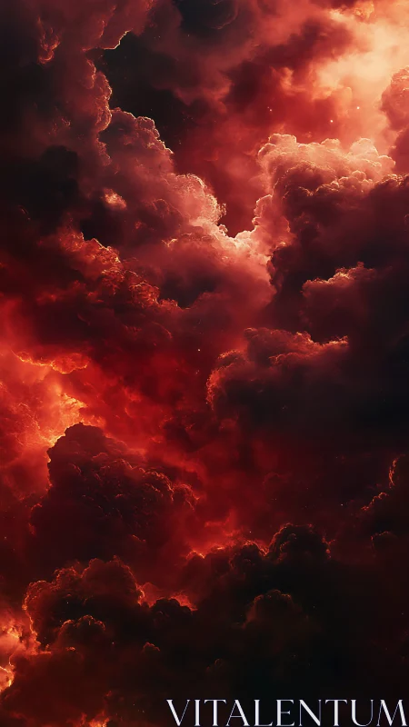 Volumetric crimson nebula clouds rendered in cinematic detail