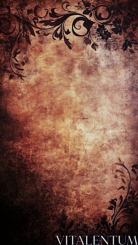 Vintage floral parchment background with warm rustic charm.