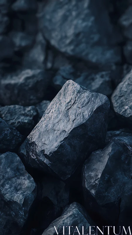 Dark angular rocks in close-up arrangement.