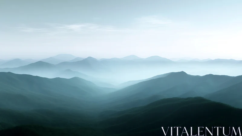 Gentle misty mountains inviting a quiet moment of calm.