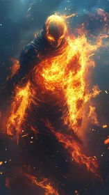Fiery humanoid figure engulfed in swirling orange flames.