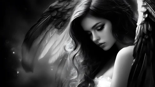 Moonlit fallen seraph listens softly to the hush between stars